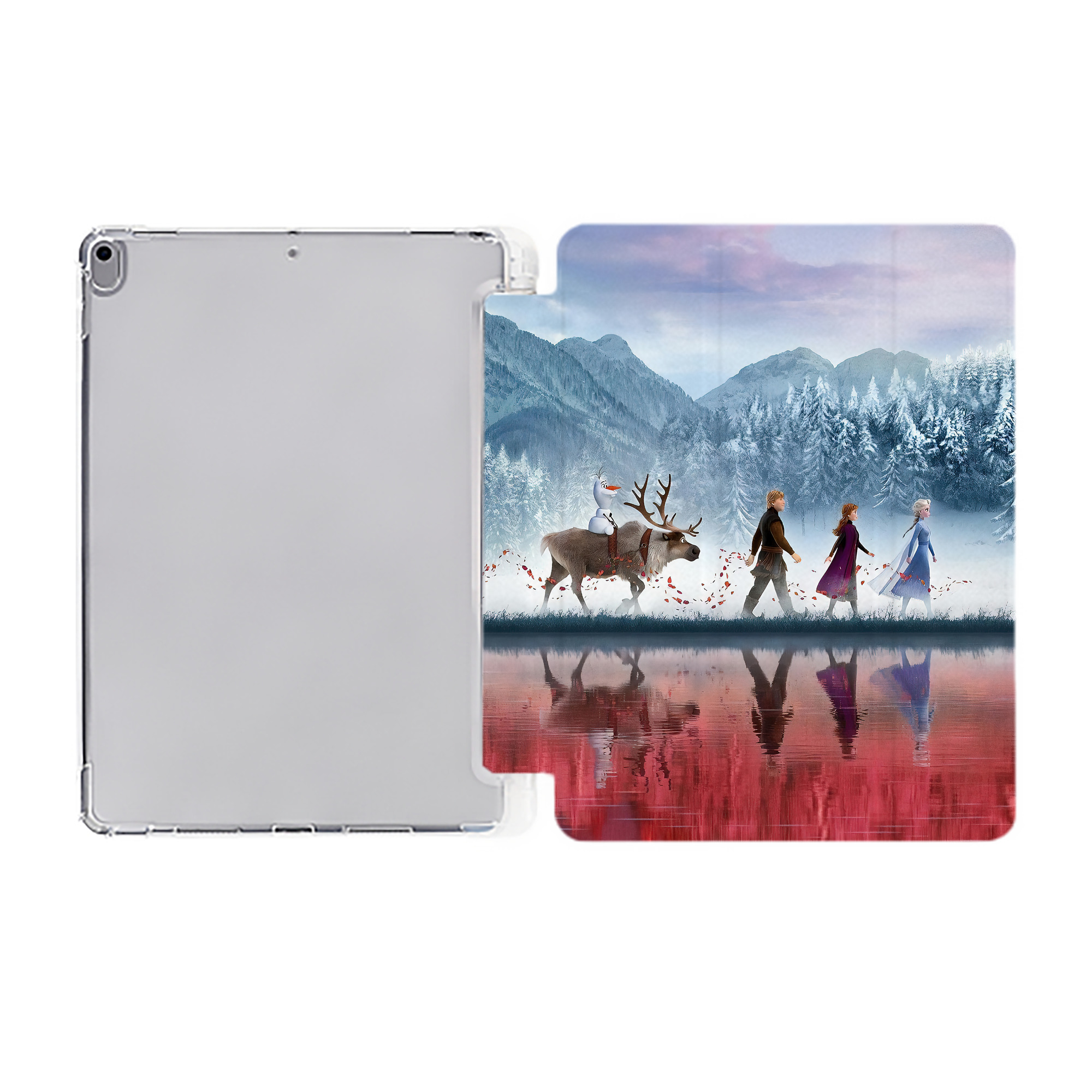 （画像用） アナと雪の女王 アンナ エルサ Frozen Anna Elsa IPad ケース ペン収納付き 三つ折りスタンド PUレザー×シリコン 対応機種9.5/10.5/10.9インチ